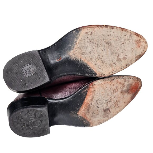 Vintage Dan Post Leather Western Cowboy Boots Burgundy Embroidered Men's 8.5D - Picture 10 of 12